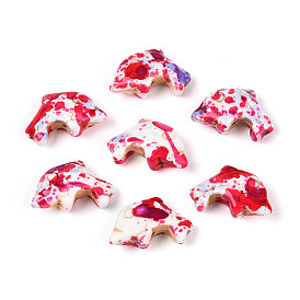 С напылением окрашенные синтетические бирюзовые бусинки, дельфин