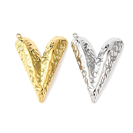 304 подвески из нержавеющей стали, фактурные подвески в виде сердечек