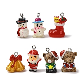 Рождественские подвески из непрозрачной смолы, с железной платиной петлей