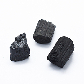 Natural Black Tourmaline Beads, No Hole/Undrilled, Nuggets
