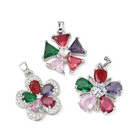 Латунные микро проложить кубического циркония подвески, без кадмия, без никеля и без свинца, цветок