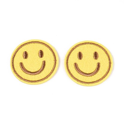 Аппликации с улыбающимся лицом, компьютеризированная вышивка тканью утюжок на / шить на заплатках, аксессуары для костюма