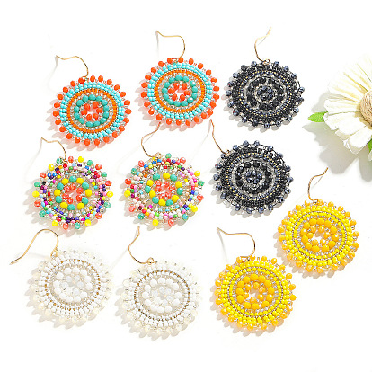 Серьги-подвески из круглого железного стекла в стиле богемии, золотые