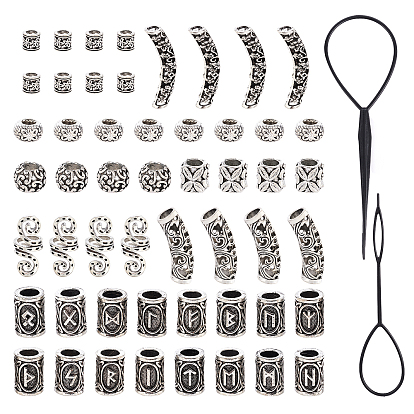 Tibetan Style Alloy Beads, Vintage Rune Viking Beard Beads