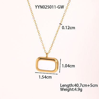 Винтажные 304 прямоугольные кулоны из нержавеющей стали с белой эмалью для женщин