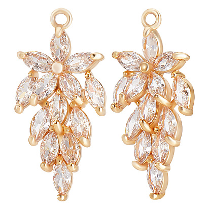 6 кулоны из латуни с микрочастицами и кубическим цирконием., цветочный шарм