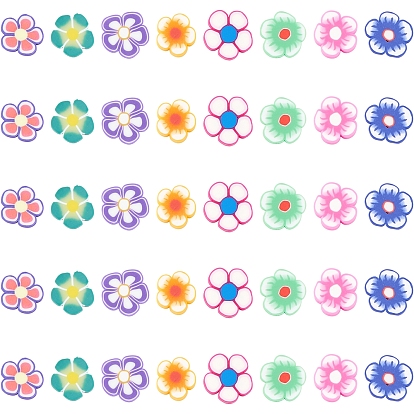 400Pcs 8 Style Handmade Polymer Clay Cabochons, Polymer Clay Slices for Resin Crafts & DIY Projects, Flower