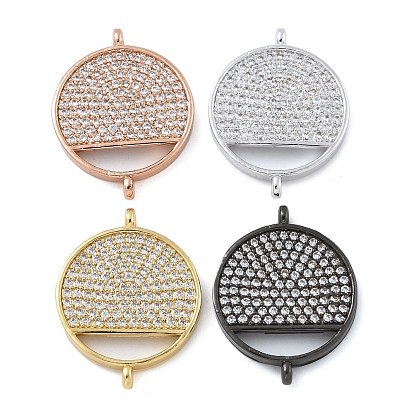 Покрытие стойки латунь микро-паве прозрачный кубический цирконий плоские круглые подвески-соединители, долговечный, без кадмия и без свинца