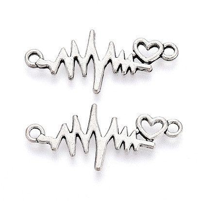 Звенья / разъемы из сплава в тибетском стиле, сердцебиение, без кадмия и без свинца