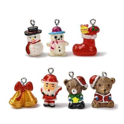 Рождественские подвески из непрозрачной смолы, с железной платиной петлей