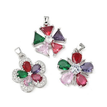 Латунные микро проложить кубического циркония подвески, без кадмия, без никеля и без свинца, цветок