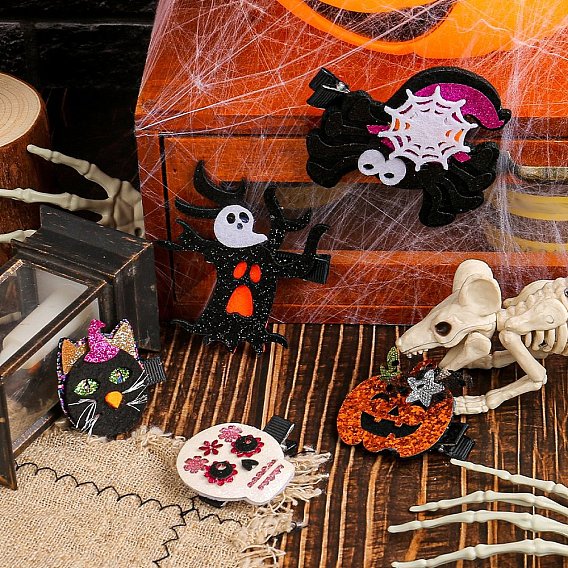 Хэллоуин тема блестящая ткань заколки для волос из кожи аллигатора, для украшения вечеринок