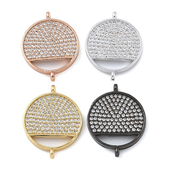 Покрытие стойки латунь микро-паве прозрачный кубический цирконий плоские круглые подвески-соединители, долговечный, без кадмия и без свинца