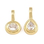 Brass Pave Clear Cubic Zirconia Pendants, Teardrop/Flat Round Charms, Long-Lasting Plated, Rack Plating, Lead Free & Cadmium Free
