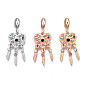 Rack Plating Alloy European Dangle Charms, with Colorful Rhinestone, Large Hole Pendants, Cadmium Free & Nickel Free & Lead Free, Woven Net/Web with Feather