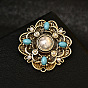Женская цветочная брошь в стиле барокко, броши сплав горный хрусталь, с пластиковой имитационной жемчужиной