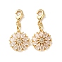 Декоративные подвески из латуни с микропаве в виде цветка и прозрачными кубическими циркониями., с застежкой омар, стойки покрытие, долговечный, без кадмия и без свинца