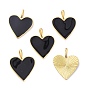 Brass Enamel Pendants, Long-Lasting Plated, Real 18K Gold Plated, Heart