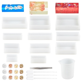 DIY Decoration Kits, with Silicone Measuring Cup & Molds, Iron Tweezers, Latex Finger Cots, Plastic Pipettes, Tinfoil and Birch Wooden Sticks