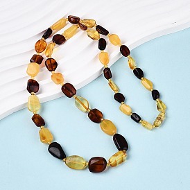 Натуральные янтарные самородки, ожерелья из бисера с градуированными узорами, с застежками из латуни , золотые