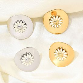 304 из нержавеющей стали серьги, с эмалью, цветок