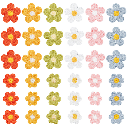 60шт 12 двухцветные вязаные аппликации в форме цветка, пряжа полиэстер вязание вышитые украшения для сумки, одежда, повязки, шляпы, подушка