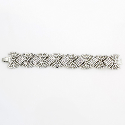 Sparkling Woven Bracelet with Full Rhinestones for Fashionable Women