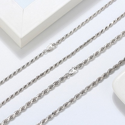 925 Sterling Silver Rope Chain Necklace, with S925 Stamp