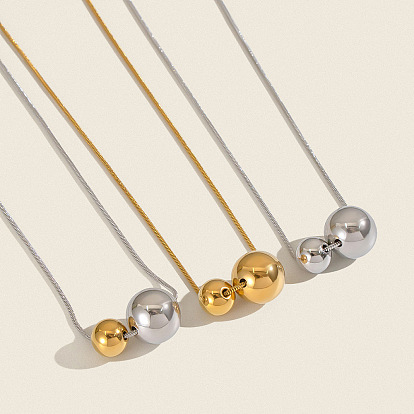 Минималистичные 304 ожерелья из нержавеющей стали с подвеской в виде двух круглых шаров для женщин