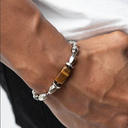 Синтетические немагнитные браслеты из гематитовых бусин, эластичные, для мужчин, твист баррель