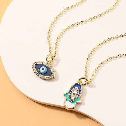 Women's personality drop oil devil's eye pendant hip-hop all-match necklace temperament jewelry necklace