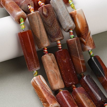 Природные пожары треск агат бисер нитей, окрашенная и подогревом, шестиугольная призма