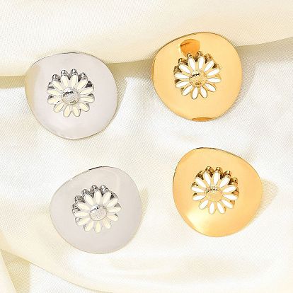 304 из нержавеющей стали серьги, с эмалью, цветок