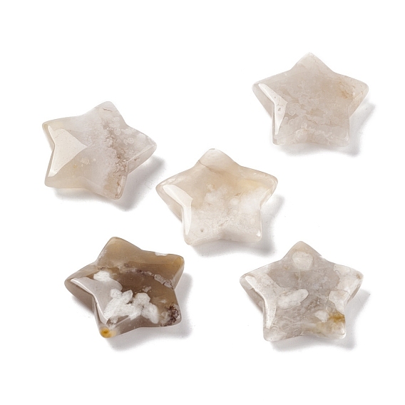 Perles d'agate de fleur de cerisier naturel, pas de trou / perles non percées, étoiles