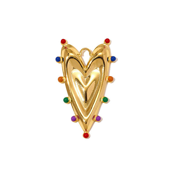 304 нержавеющей стальной эмали подвески, сердце прелести, ионное покрытие (ip), зеркальная полировка, реальный 18 k позолоченный