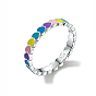 Rhodium Plated  925 Sterling Silver Finger Rings, with Enamel