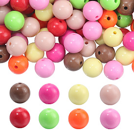 120 шт 8 цвета непрозрачные акриловые бусины, круглые