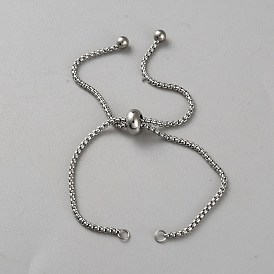 Stainless Steel Box Chain Slider Bracelets, for Connector Charm Bracelet Making