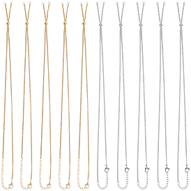 10 шт. 2 цвета регулируются 304 изготовление ожерелья из цепочек из нержавеющей стали, с бусинами-слайдерами и застежками-карабинами