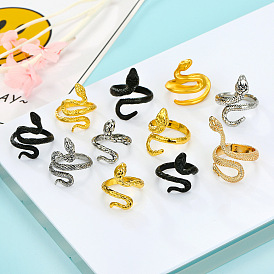 Vintage Silver Snake Ring for Men with Cobra Design and Retro Eyeglass Snake Band