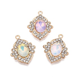 Alloy Glass Pendants, with Rhinestone, Cadmium Free & Lead Free, Rhombus
 Charms