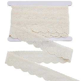 8ярды плоской полой полиэстеровой кружевной отделки, лента с волнистым краем и бантом, с картонной карточкой