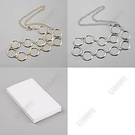 2 Stück 2 Farben Legierung Ring Link Kette Taille Gürtel, Kettengürtel für Rock, Kleid, Mantel, Accessoires
