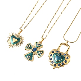 304 Подвески-колье из нержавеющей стали с эмалью бирюзового цвета для женщин, золотые