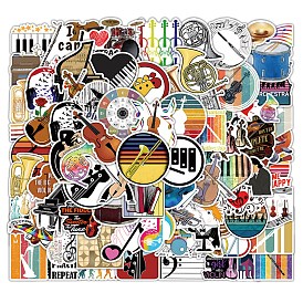 Music Theme PVC Plastic Sticker Labels, Waterproof Decals for Suitcase, Skateboard, Refrigerator, Helmet, Mobile Phone Shell, Musical Instruments Pattern