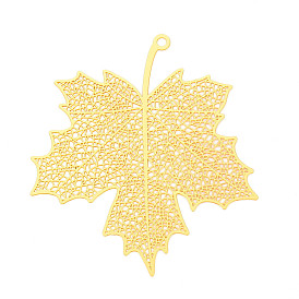 Латунные филигранные большие подвески, кленового листа, гравированные металлические украшения