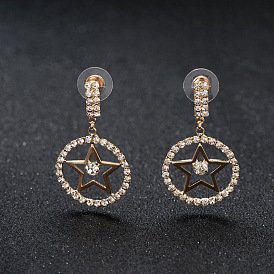 Fashionable Gold Star Pendant Earrings - Minimalist, Stylish, Elegant, Student Accessories.