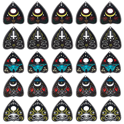 20шт 5 стили непрозрачные акриловые подвески с принтом, чёрные