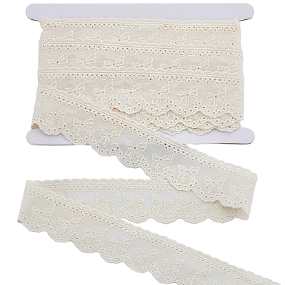 8ярды плоской полой полиэстеровой кружевной отделки, лента с волнистым краем и бантом, с картонной карточкой