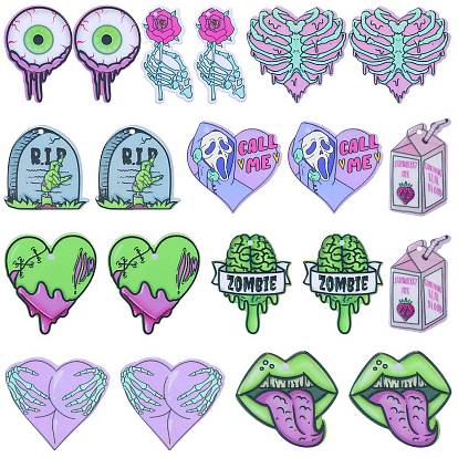 18шт 9 стили акриловый кулон Хэллоуин террор глаз бусины большой язык любовь скелет ручной кулон сделай сам ювелирные аксессуары